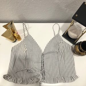 Cropped Stripped Ruffle Top